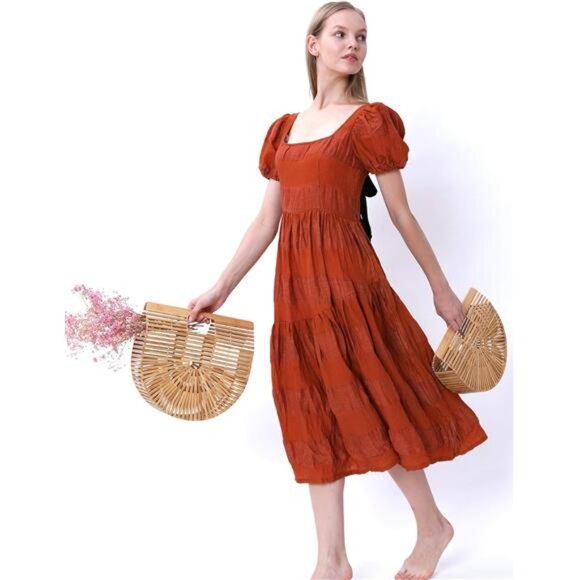 Womens Bamboo Handbag Handmade Large Tote Bag Straw Beach Bags Beach Purse - Picture 3 of 7